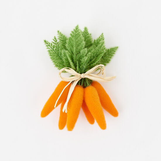 Flocked Orange Carrot Cluster