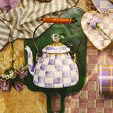 Mackenzie-Childs Violet Check 2 Quart Tea Kettle