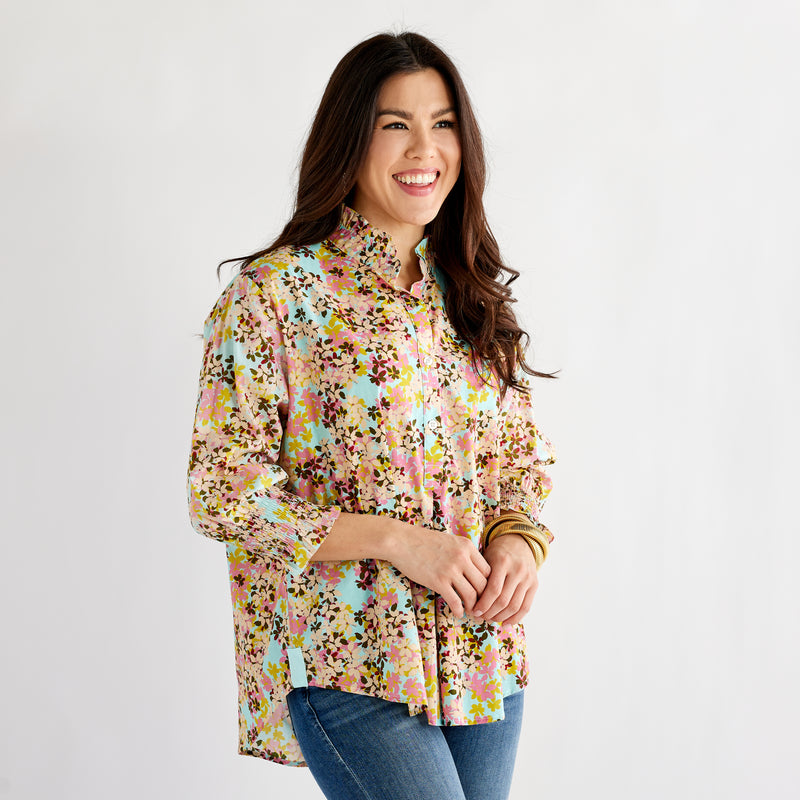 Caryn Lawn Kimberly Floral Top in Pink