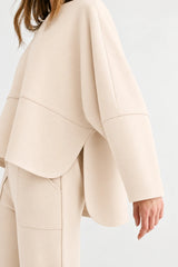 JOH Krista Crepe Knit Top in Beige
