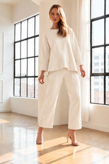 JOH Krista Crepe Knit Top in Beige