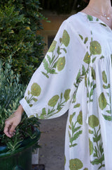 Taj Mini Dress in Green Flower