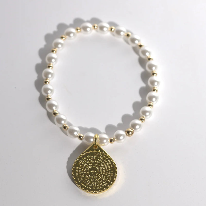 Lord's Prayer Gemstone Bracelet in Pearl