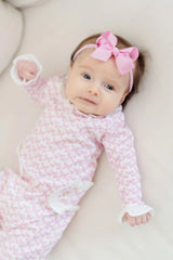 Lila + Hayes Lucy Girls Romper in Pretty Pink Bows