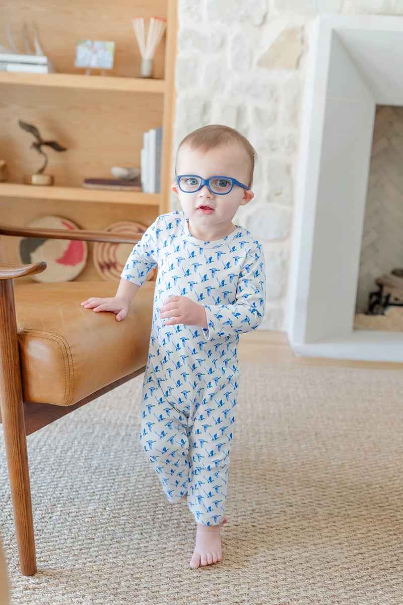 Lila + Hayes Thompson Boy Pima Cotton Romper in Mallard Ducks