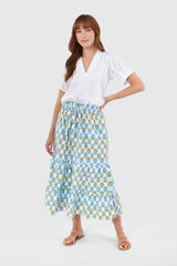 Market Skirt in Liv Blue Motif