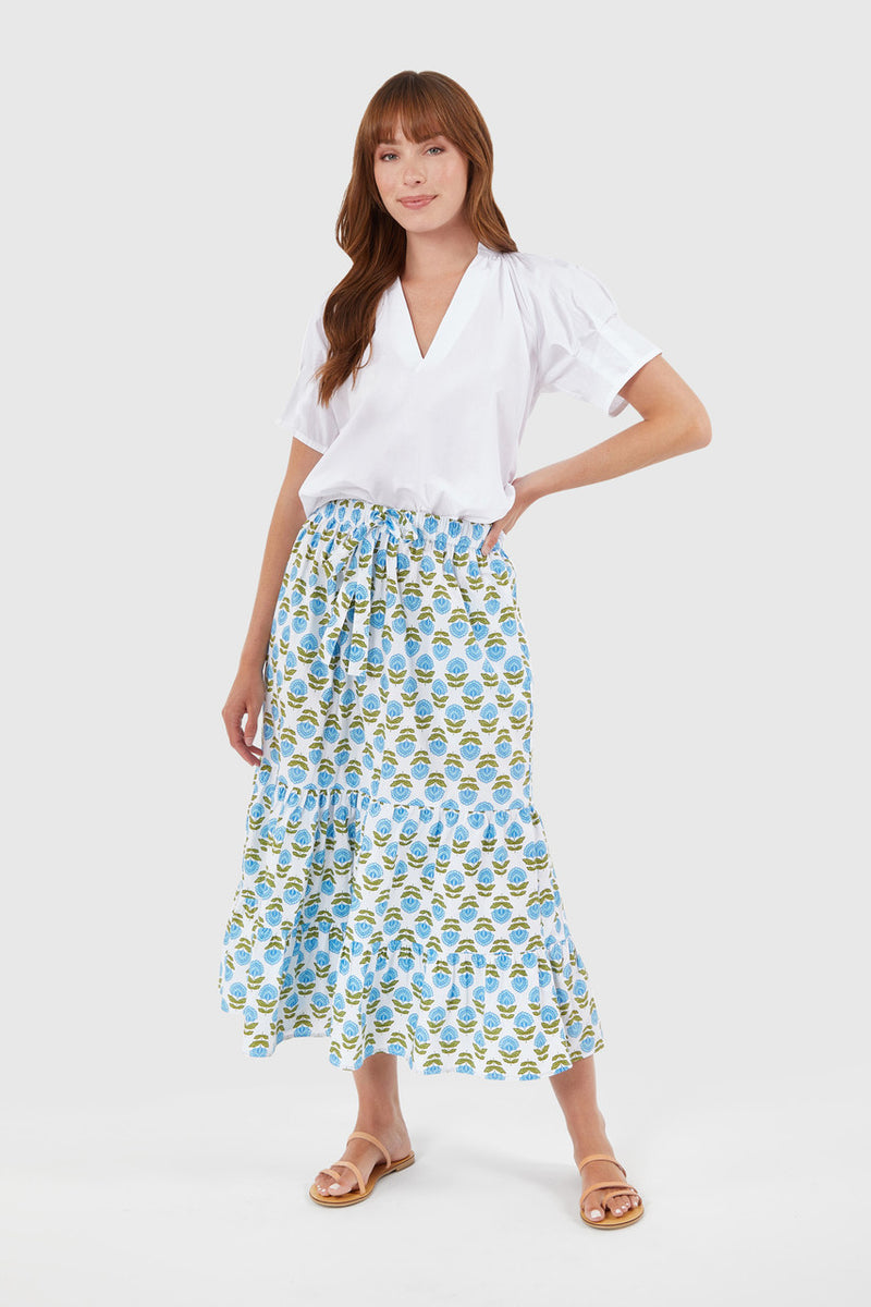 Market Skirt in Liv Blue Motif