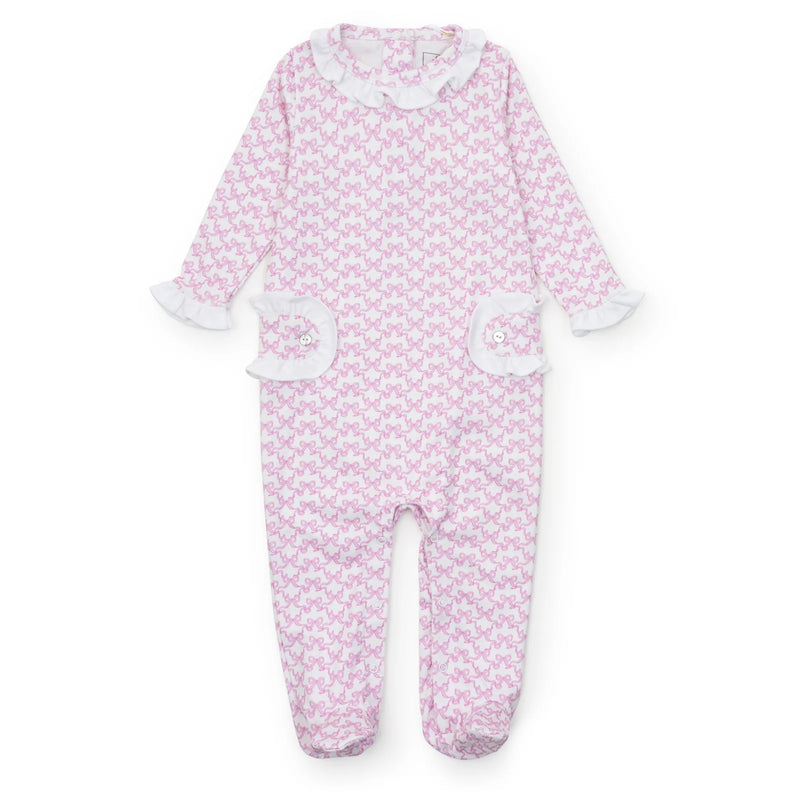 Lila + Hayes Lucy Girls Romper in Pretty Pink Bows