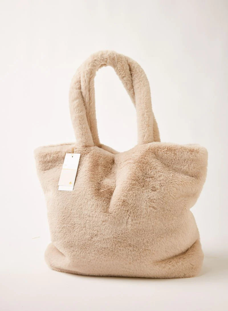 Cozy Cabin Faux Fur Tote (Ultraviolet or Oatmeal)