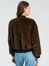 Vilagallo Leopard Print Faux Fur Jacket