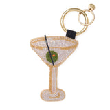 Riley Martini Glass Beaded Bag Charm