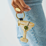 Riley Martini Glass Beaded Bag Charm