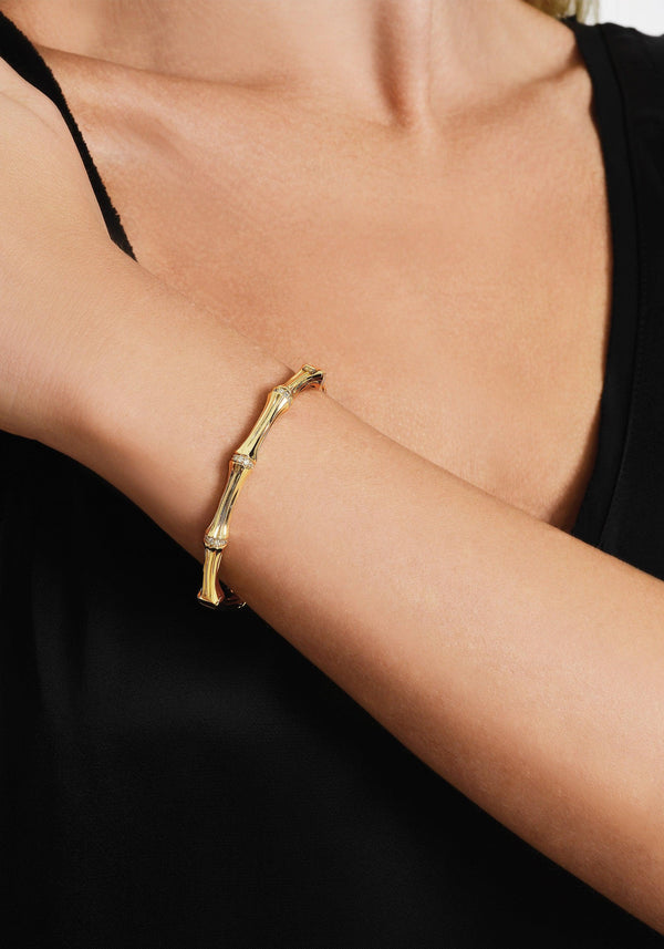 Bamboo Hinged Bangle in Gold - Anabel Aram