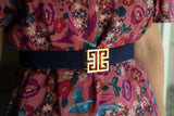 Garland Stretch Raffia Belt Band in Navy