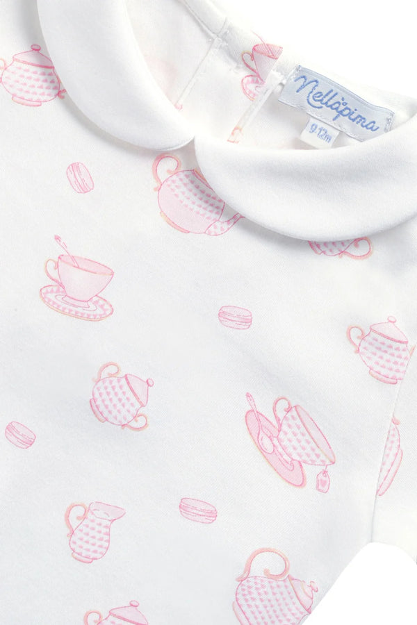 Nellapima Petite Tea Time Print Romper Long Sleeve