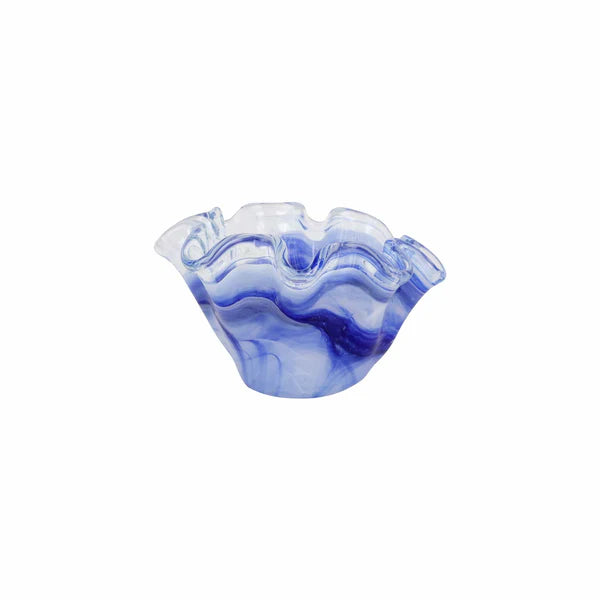Vietri Onda Glass Cobalt Petite Ruffled Bowl