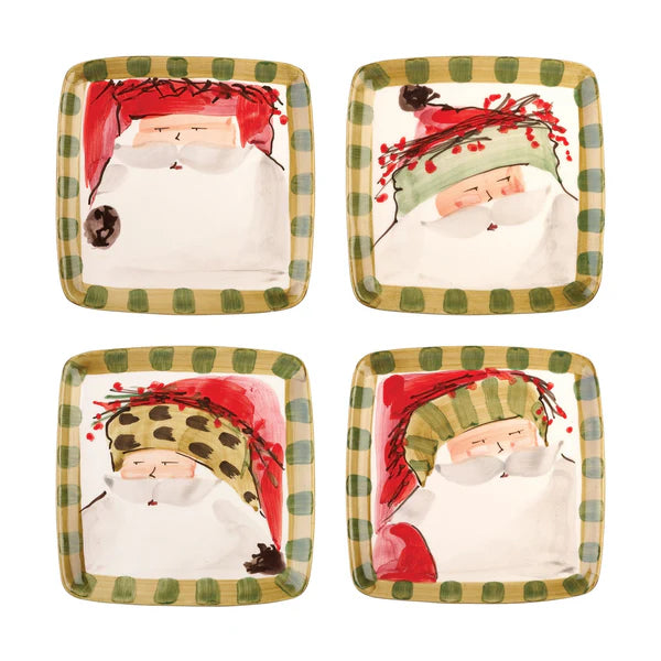 Vietri Old St. Nick Square Salad Plates - SET OF 4