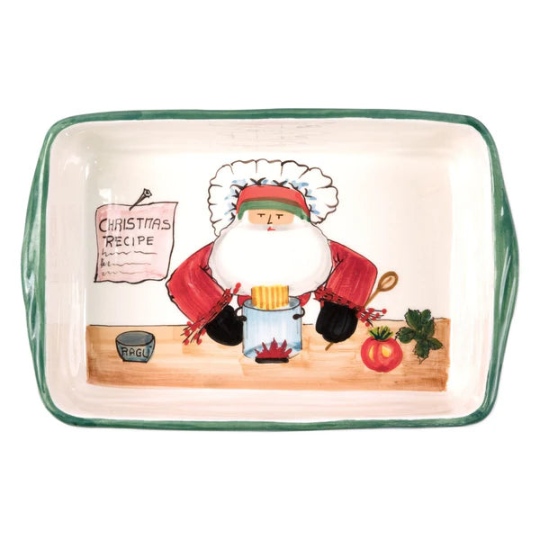 Vietri Old St. Nick Rectangular Baker with Chef