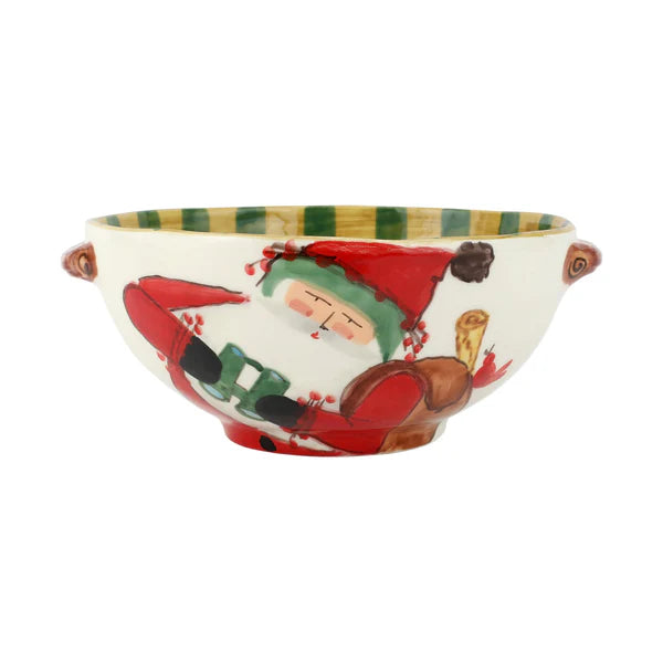 Vietri Old St. Nick Handled Bowl with Bird Watcher