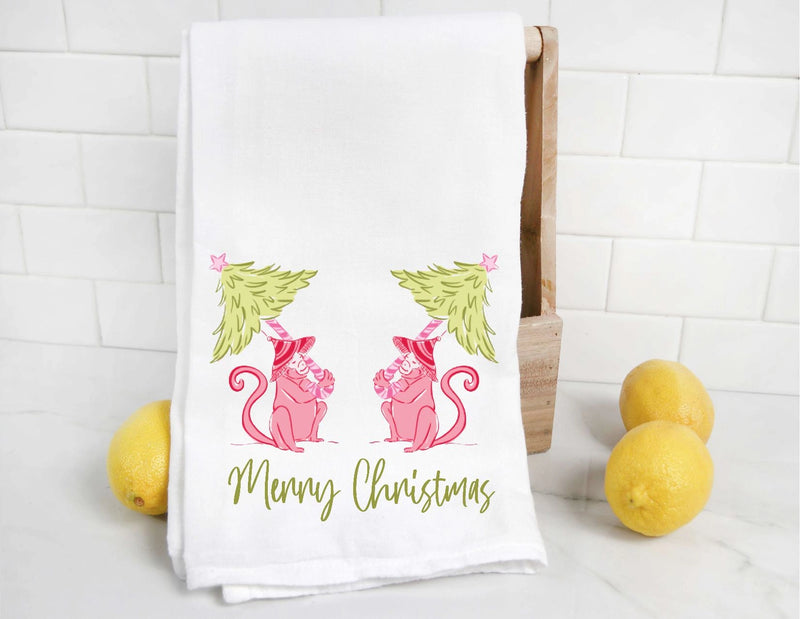 Palm Beach Chinoiserie Monkey Christmas Tea Towel