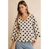 Polka Dot Scalloped Edge Top