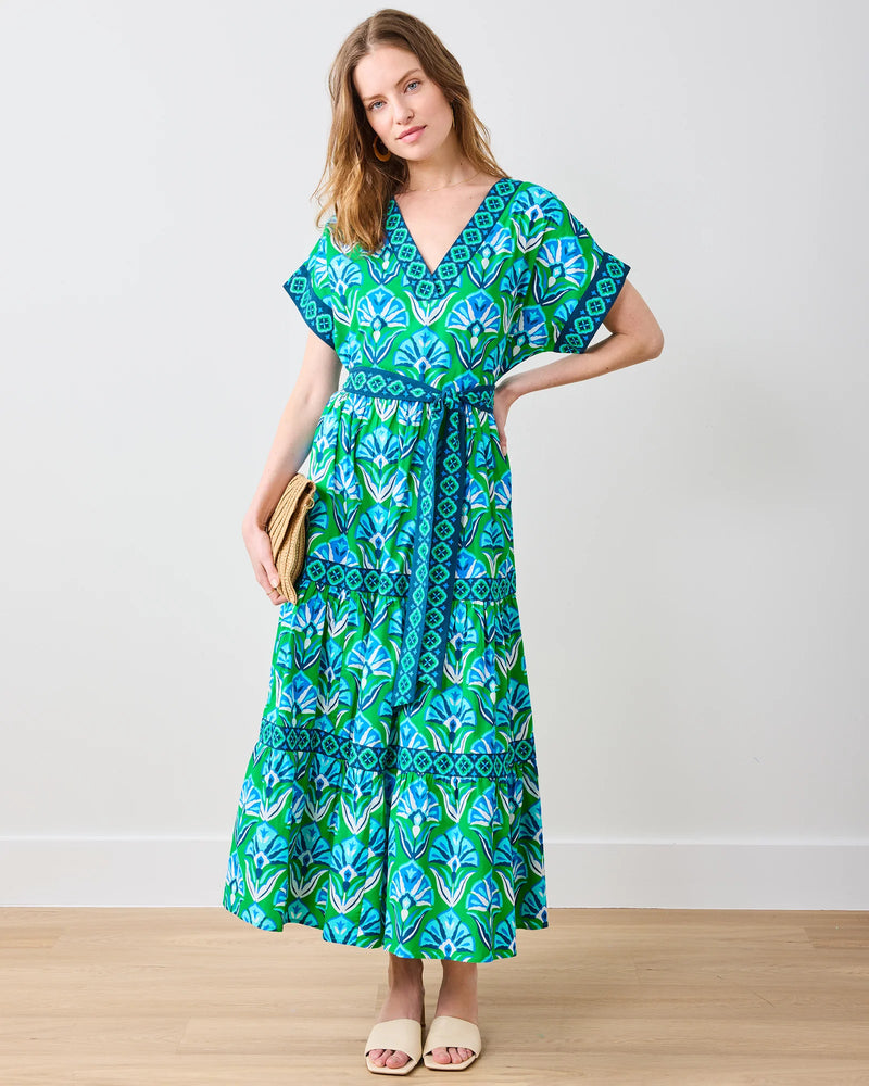 Harbour Dress in Geo Floral Green