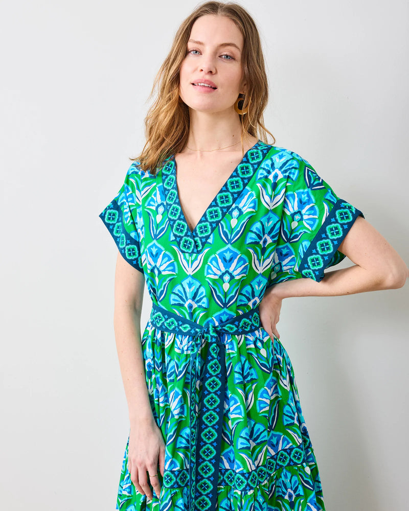 Harbour Dress in Geo Floral Green