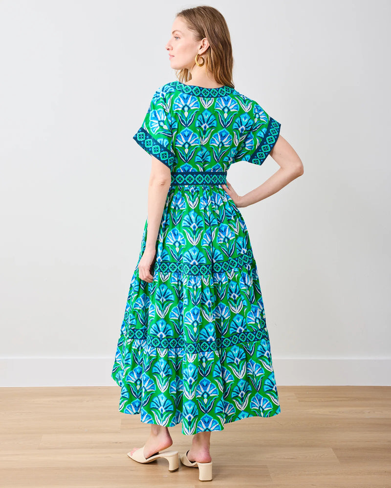 Harbour Dress in Geo Floral Green