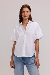 Foxcroft Paula Solid Puff Sleeve Top