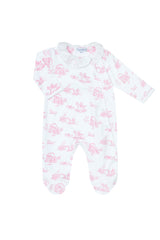 Nellapima Pink Bunny Toile Crossover Footie