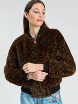 Vilagallo Leopard Print Faux Fur Jacket