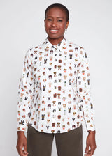 Creme and Black Dog Print Top