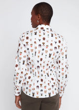 Creme and Black Dog Print Top