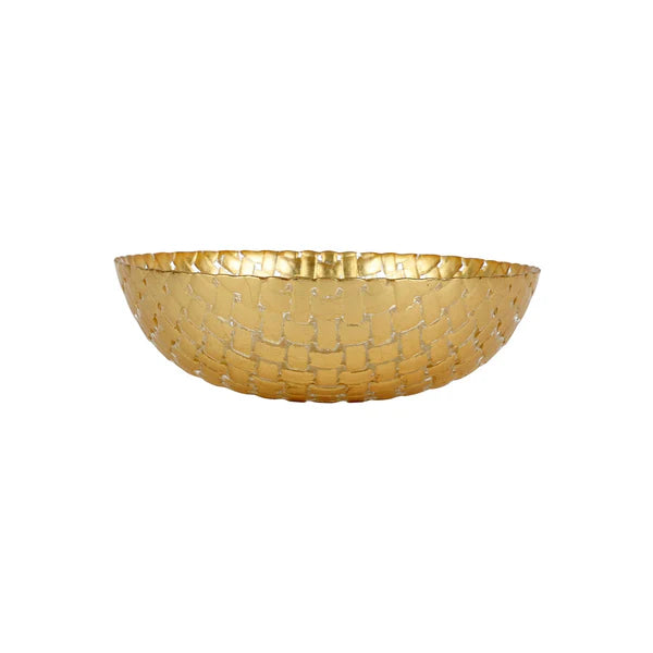 Vietri Rufolo Glass Gold Basketweave Small Serving Bowl