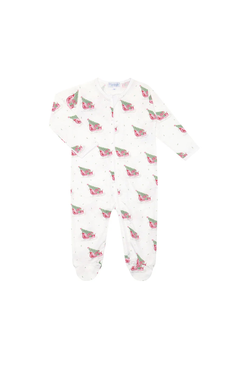 Nellapima Red Merry Sleighs Zipper Footie