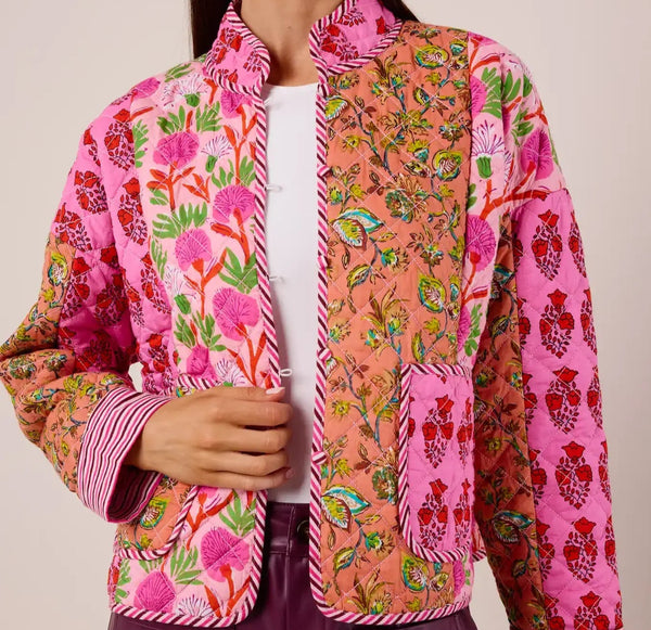 Patchwork Quilted Jacket in Pink