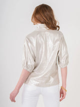 Emily McCarthy Poppy Top in Platinum Metallic Linen