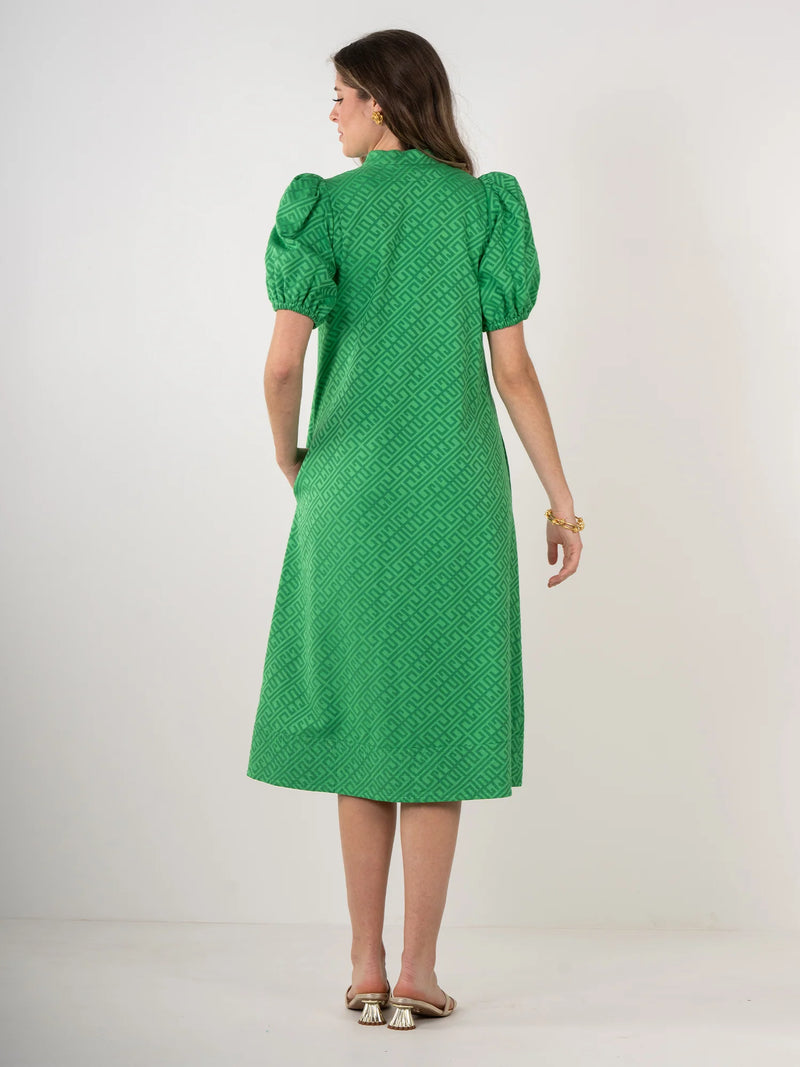 Emily McCarthy Hampton Dress in Fairway Green Monogram
