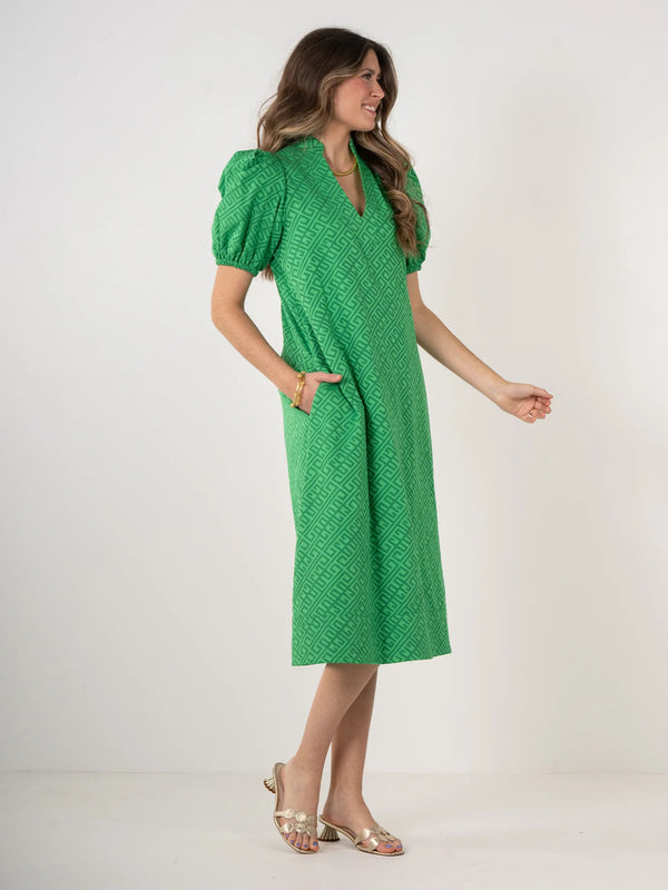 Emily McCarthy Hampton Dress in Fairway Green Monogram