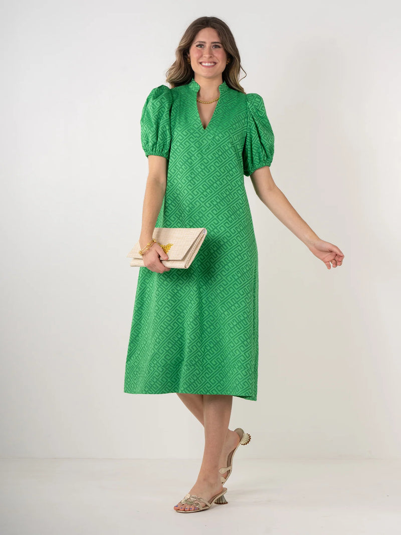 Emily McCarthy Hampton Dress in Fairway Green Monogram