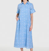 LIVRO Gibbons Dress in Lanai Tile Blue