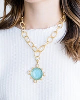 Susan Shaw Aqua Venetian Glass Chain Necklace