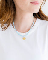 Susan Shaw Gold Cross on Agate Necklace (Three Color Options)