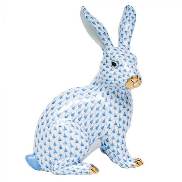 Herend Large Sitting Bunny in Blue