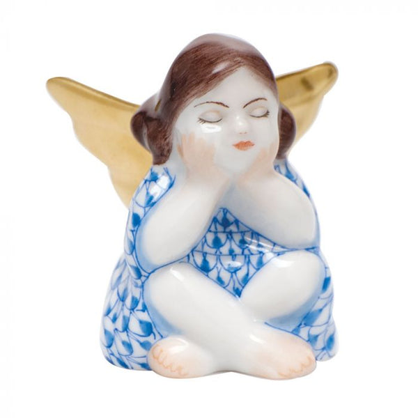 Herend Heavenly Bliss Sitting Angel in Blue