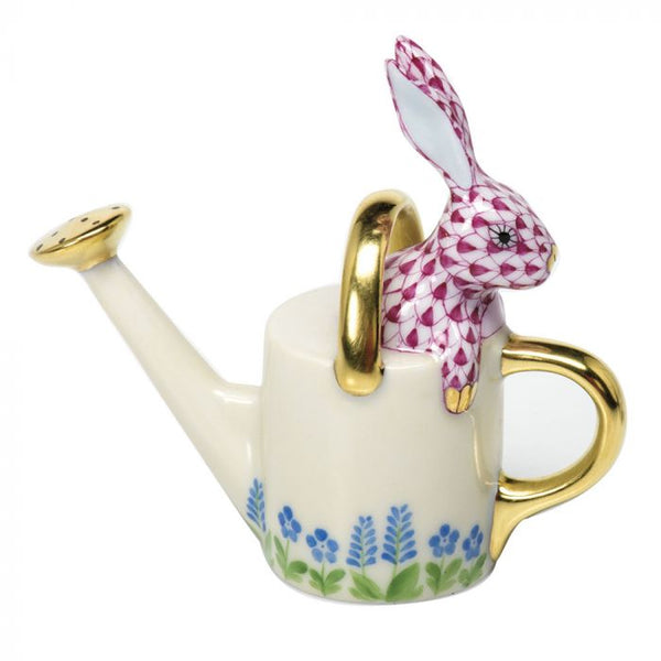 Herend Raspberry Watering Can Bunny