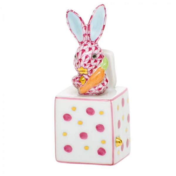 Herend Jack In The Box Bunny in Raspberry