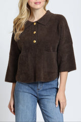 Fuzzy Yarn Pocket Polo