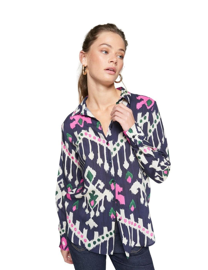 Vilagallo Navy with Pink Ikat Blouse