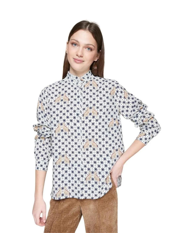 Vilagallo Navy Star with Leopard Print Blouse